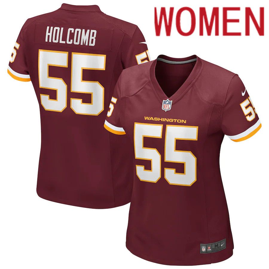 Women Washington Redskins 55 Cole Holcomb Nike Burgundy Game Player NFL Jersey